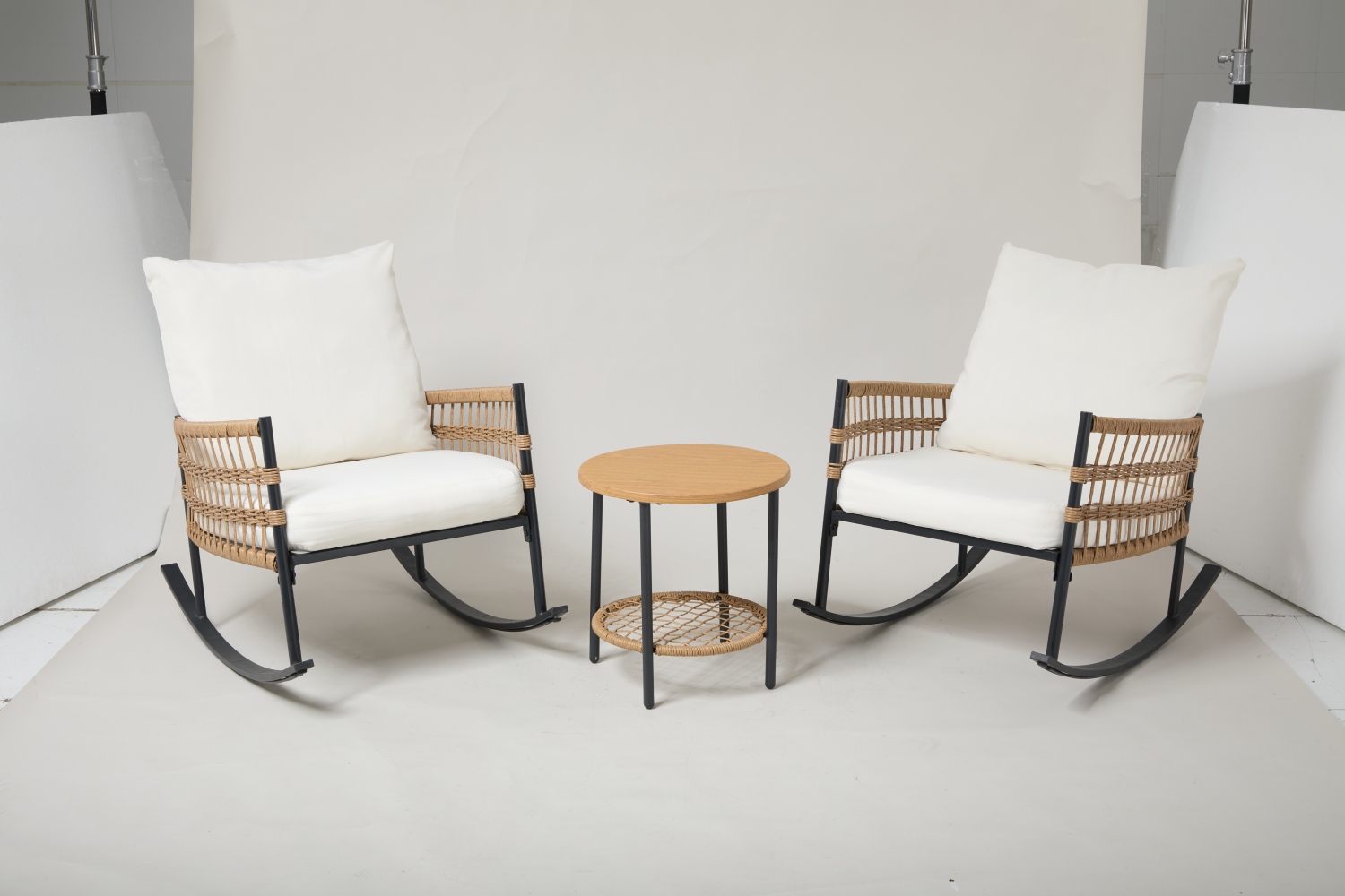 3-Piece Patio Rocking Chair Set